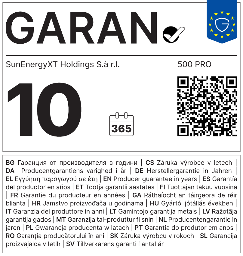 Información completa de la garantía comercial GARAN